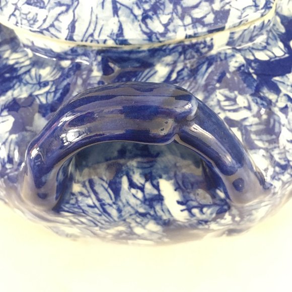 Victoria Ware TUREEN Bowl Flow Blue Cover Foot Soup Vege Chintz Floral Console - Picture 5 of 15